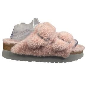 Papillio X Birkenstock Arizona Pink Shearling Slip On Sandal Size 39 US 8